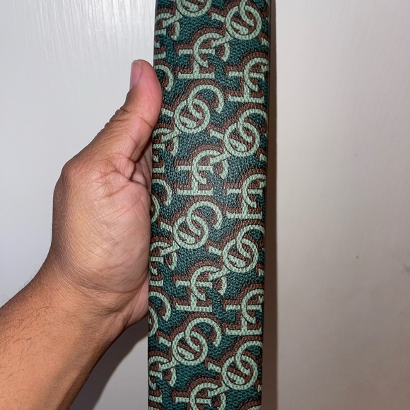 NWOT COACH Green and Brown MONOGRAM Patterned PENCIL PLUG Clutch CASE USB - Picture 5 of 7